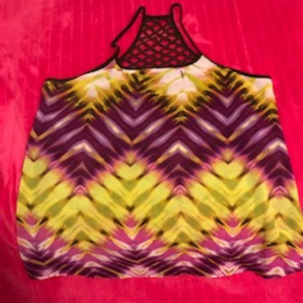 A.n.a Sheer Tank Top Size Petite Medium Multicolors